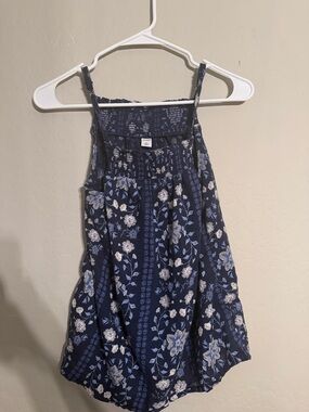 Old Navy Navy Blue Floral Smocked Top